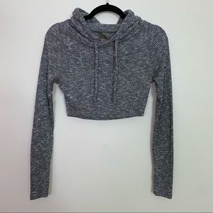 GYMSHARK Slounge Cropped Hoodie in Charcoal Marl - Size XS